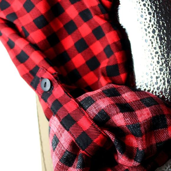 Love Notes Cabin Buffalo Button Down Peplum Top Size M - Picture 7 of 10